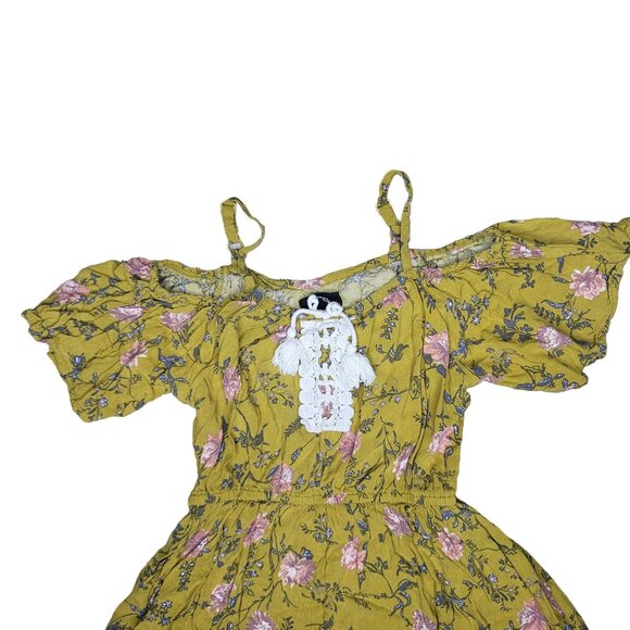 Art class Yellow green Floral Dress With Lace Detail & Ruffled Sleeves kids sz 6 - Picture 6 of 6